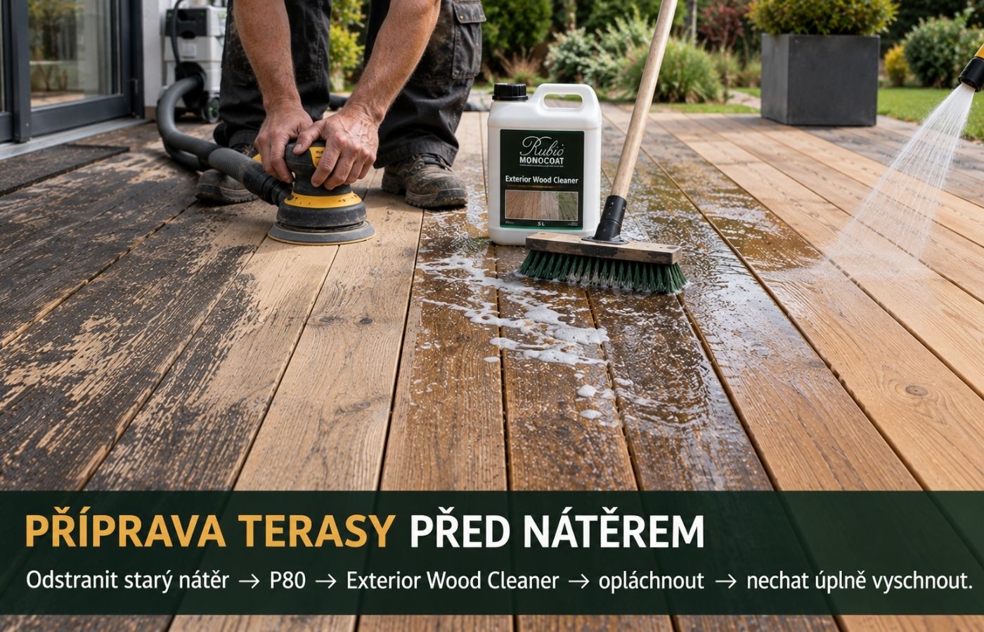 Příprava dřevěné terasy před aplikací DuroGrit